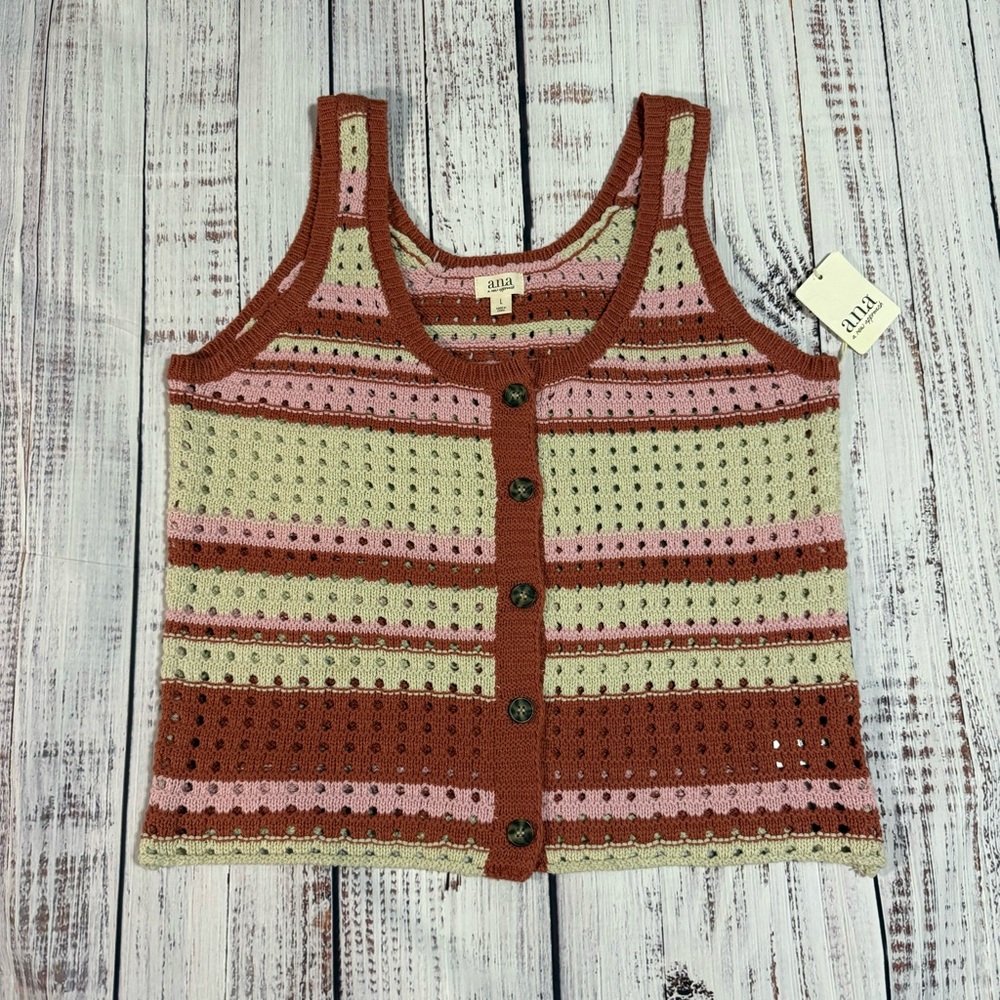 NWT a.n.a Pink and Brown Crochet Top